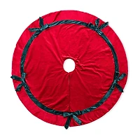 Glitzhome 48"D Red Velvet Christmas Tree Skirt