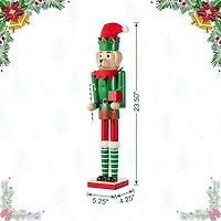 Glitzhome 24"H Wooden Christmas Dog Wood Christmas Nutcracker