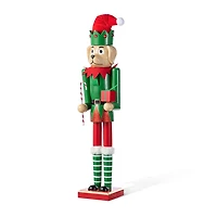 Glitzhome 24"H Wooden Christmas Dog Wood Christmas Nutcracker