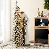 Glitzhome 4ft Oversized Christmas Woodland Santa Christmas Figurine