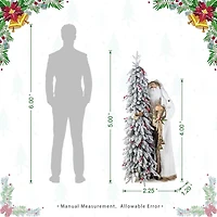 Glitzhome 4ft Oversized Christmas Woodland Santa Christmas Figurine