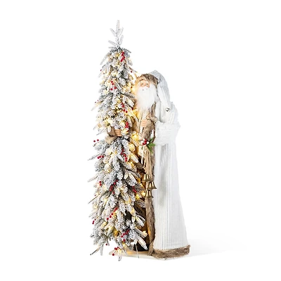 Glitzhome 4ft Oversized Christmas Woodland Santa Christmas Figurine