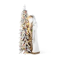 Glitzhome 4ft Oversized Christmas Woodland Santa Christmas Figurine