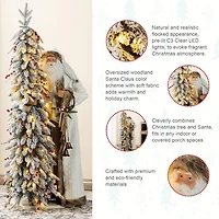 Glitzhome 4ft Oversized Christmas Woodland Santa Christmas Figurine