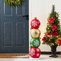 Glitzhome 37"H Christmas Resin Stacked Ornament Porch Christmas Tabletop Decor