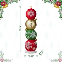 Glitzhome 37"H Christmas Resin Stacked Ornament Porch Christmas Tabletop Decor