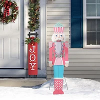 Glitzhome 60"H Christmas Wooden Pink Nutcracker Christmas Porch Sign