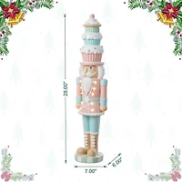 Glitzhome 28"H Lighted Macaron Pink And Blue Resin Christmas Cupcake Christmas Tabletop Decor