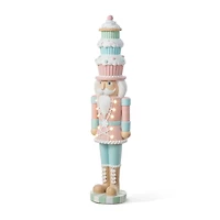 Glitzhome 28"H Lighted Macaron Pink And Blue Resin Christmas Cupcake Christmas Tabletop Decor