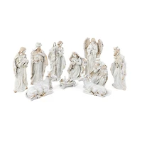 Glitzhome Ivory/Gold Resin Nativity Figurine Nativity Set