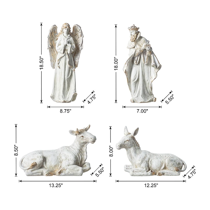 Glitzhome Ivory/Gold Resin Nativity Figurine Nativity Set
