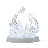 Glitzhome 9"L Christmas Lighted Acrylic Tabletop Nativity Scene Figurine Christmas Tabletop Decor