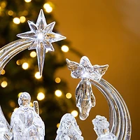 Glitzhome 9"L Christmas Lighted Acrylic Tabletop Nativity Scene Figurine Christmas Tabletop Decor