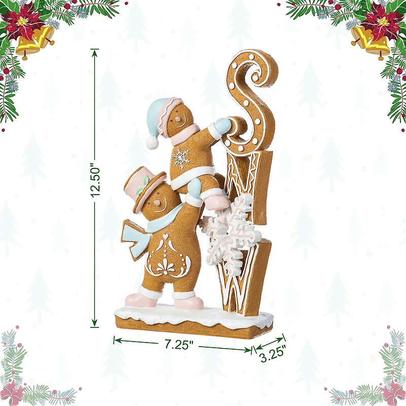 Glitzhome 13"H Resin Christmas Gingerbread Christmas Tabletop Decor