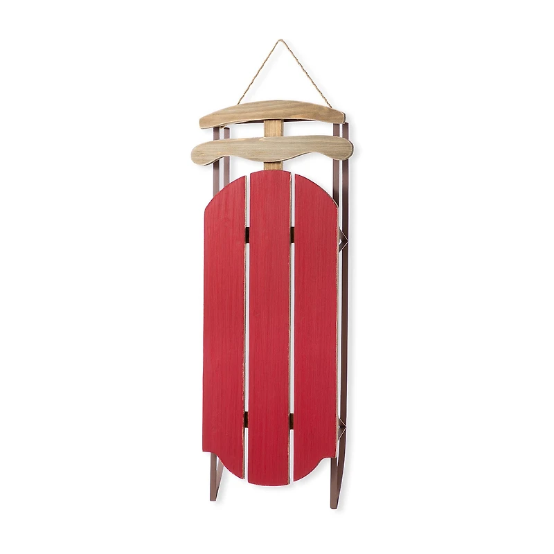 Glitzhome 35"H Wooden Red Christmas Christmas Porch Sign