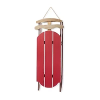Glitzhome 35"H Wooden Red Christmas Christmas Porch Sign