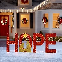 Glitzhome Lighted Christmas Fabric Nativity Hope Outdoor Christmas Tabletop Decor