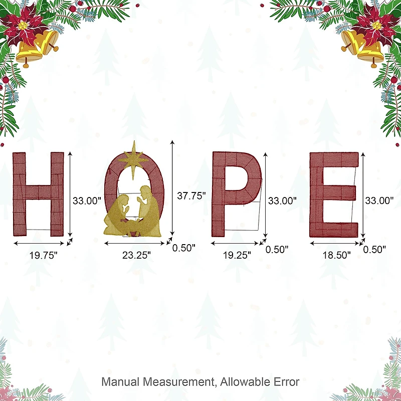 Glitzhome Lighted Christmas Fabric Nativity Hope Outdoor Christmas Tabletop Decor