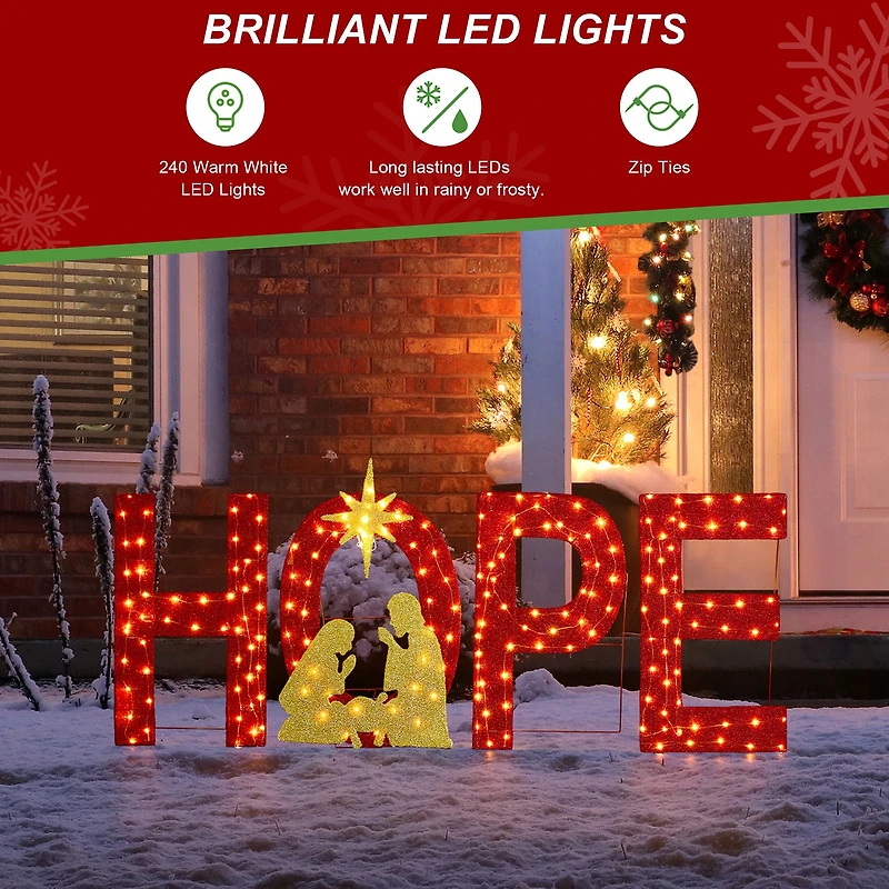Glitzhome Lighted Christmas Fabric Nativity Hope Outdoor Christmas Tabletop Decor
