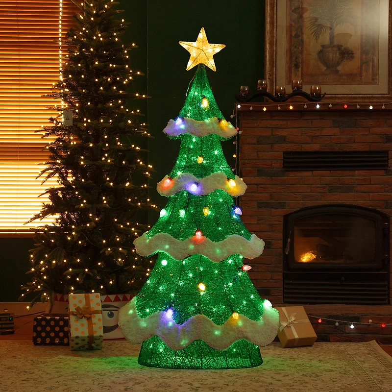 Glitzhome 75"H Lighted 3d Mesh Christmas Tree Christmas Tabletop Decor