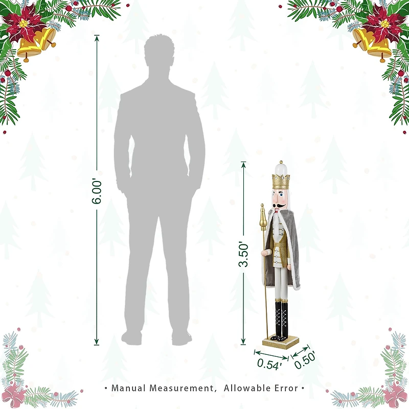 Glitzhome 42"H Wooden Christmas Gold Dressed King Wood Christmas Nutcracker