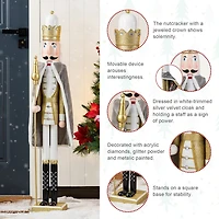 Glitzhome 42"H Wooden Christmas Gold Dressed King Wood Christmas Nutcracker