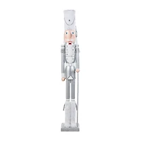 Glitzhome 42"H Wooden Christmas Silver Dressed Soldier Wood Christmas Nutcracker