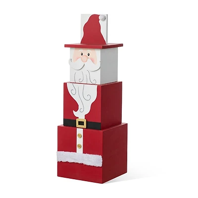 Glitzhome 25"H Christmas Santa And Nutcracker Wood Reversible Boxed Christmas Porch Sign