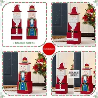 Glitzhome 25"H Christmas Santa And Nutcracker  Wood Reversible Boxed Christmas Porch Sign