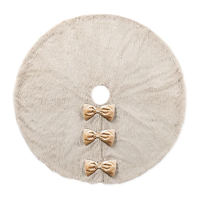 Glitzhome 48"D Reversible Faux Fox Fur/Korean Fleece Christmas Tree Skirt