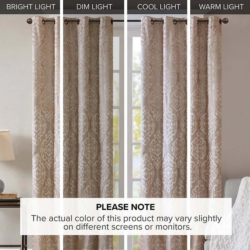 Madison Park Elysia Grommet Top Energy Saving 100% Blackout Set of 2 Curtain Panel