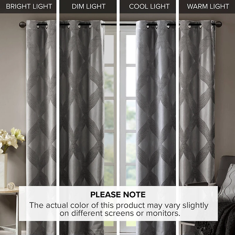 Madison Park Abel Jacquard Grommet Top 100% Blackout Single Curtain Panel