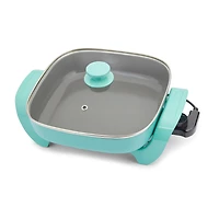 GreenLife 12" 5QT Square Electric Skillet, Glass Vented Lid, Ceramic PFAS-Free Nonstick Coated Interior, Adjustable Temperature Control, Cool Touch Handles, Quick Even Heating, Scratch Resistant