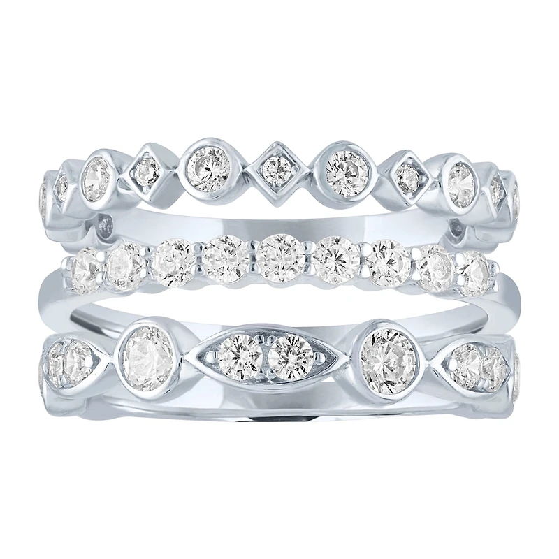 DiamonArt® Womens White Cubic Zirconia Sterling Silver Stackable Ring