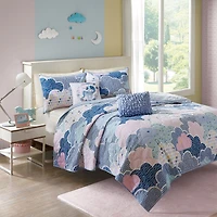 Intelligent Design Bliss Reversible 100% Cotton Quilt Set With Throw Pillows