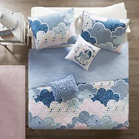 Intelligent Design Bliss Reversible 100% Cotton Quilt Set With Throw Pillows