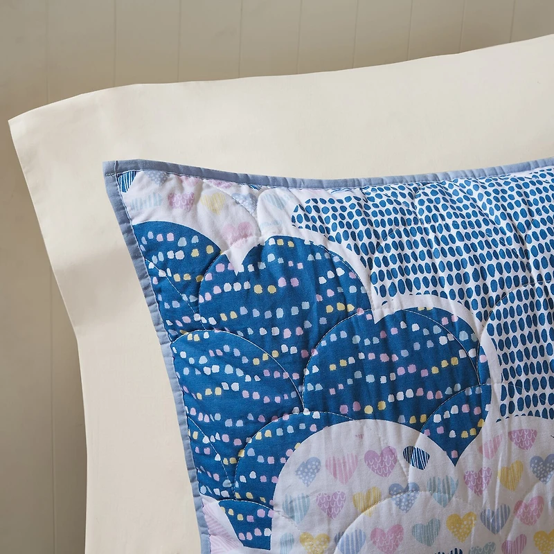 Intelligent Design Bliss Reversible 100% Cotton Quilt Set With Throw Pillows