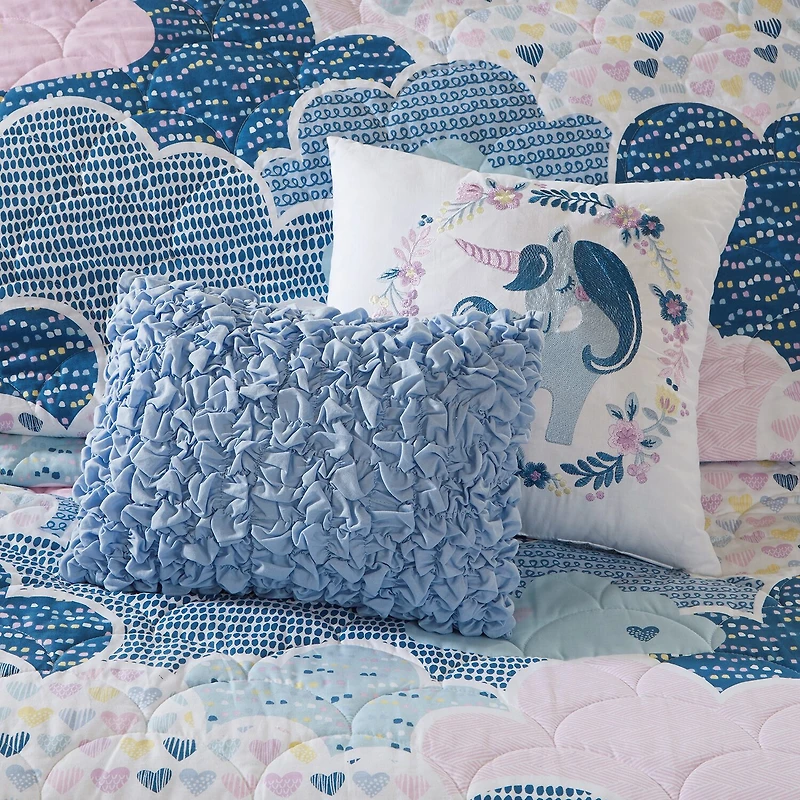 Intelligent Design Bliss Reversible 100% Cotton Quilt Set With Throw Pillows