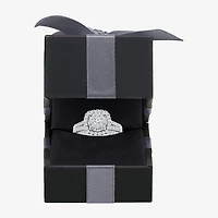 Womens 1 CT. T.W. Lab Grown White Diamond 10K or 14K Gold Cushion Side Stone Halo Bridal Set