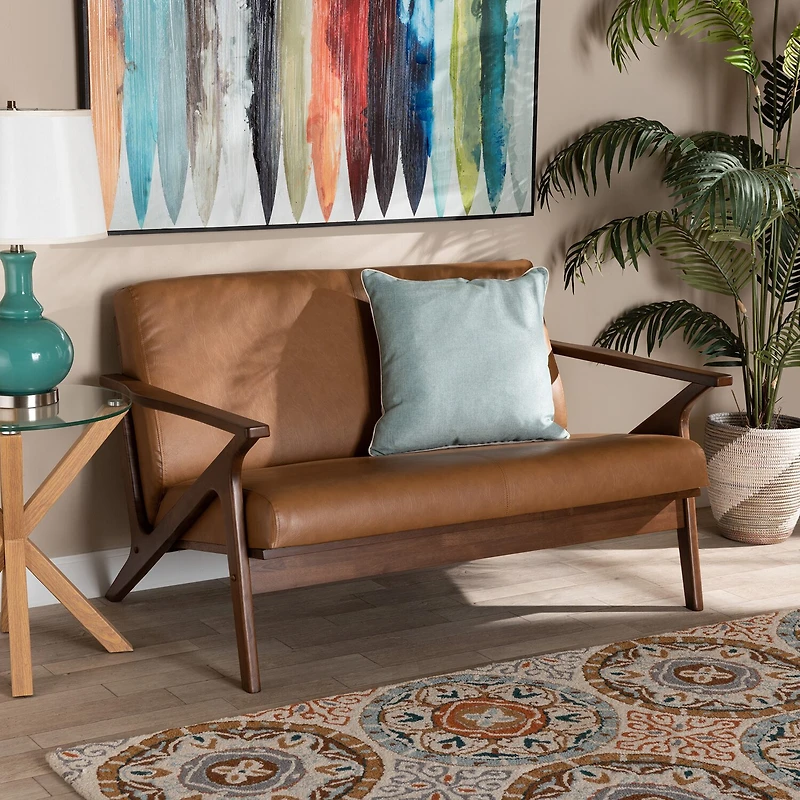 Bianca Living Room Collection Curved Slope-Arm Loveseat