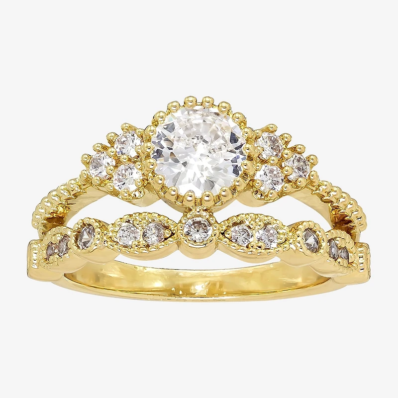 Sparkle Allure Womens Cubic Zirconia Pure Silver Over Brass Moon Bridal Set
