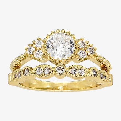 Sparkle Allure Womens Cubic Zirconia Pure Silver Over Brass Moon Bridal Set