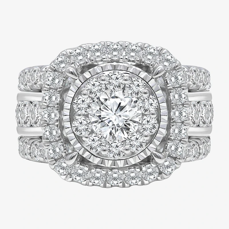 (I / I1) Womens 4 CT. T.W. Lab Grown White Diamond 10K or 14K Gold Cushion Halo Engagement Ring