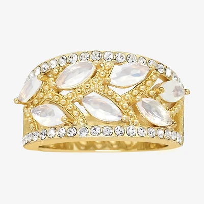 Sparkle Allure Womens 6MM White Crystal 14K Gold Over Brass Band