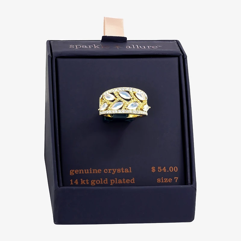 Sparkle Allure Womens 6MM White Crystal 14K Gold Over Brass Band