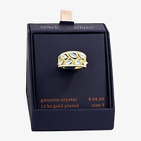 Sparkle Allure Womens 6MM White Crystal 14K Gold Over Brass Band