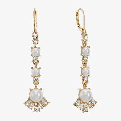 Monet Jewelry Linear Womens Simulated Pearl Drop Earrings