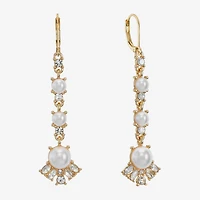 Monet Jewelry Linear Womens Simulated Pearl Drop Earrings