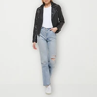 Levi's® Womens Faux Leather Hooded Motorcycle Jacket