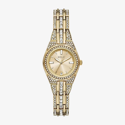 Relic By Fossil Womens Gold Tone Bracelet Watch Zr12672